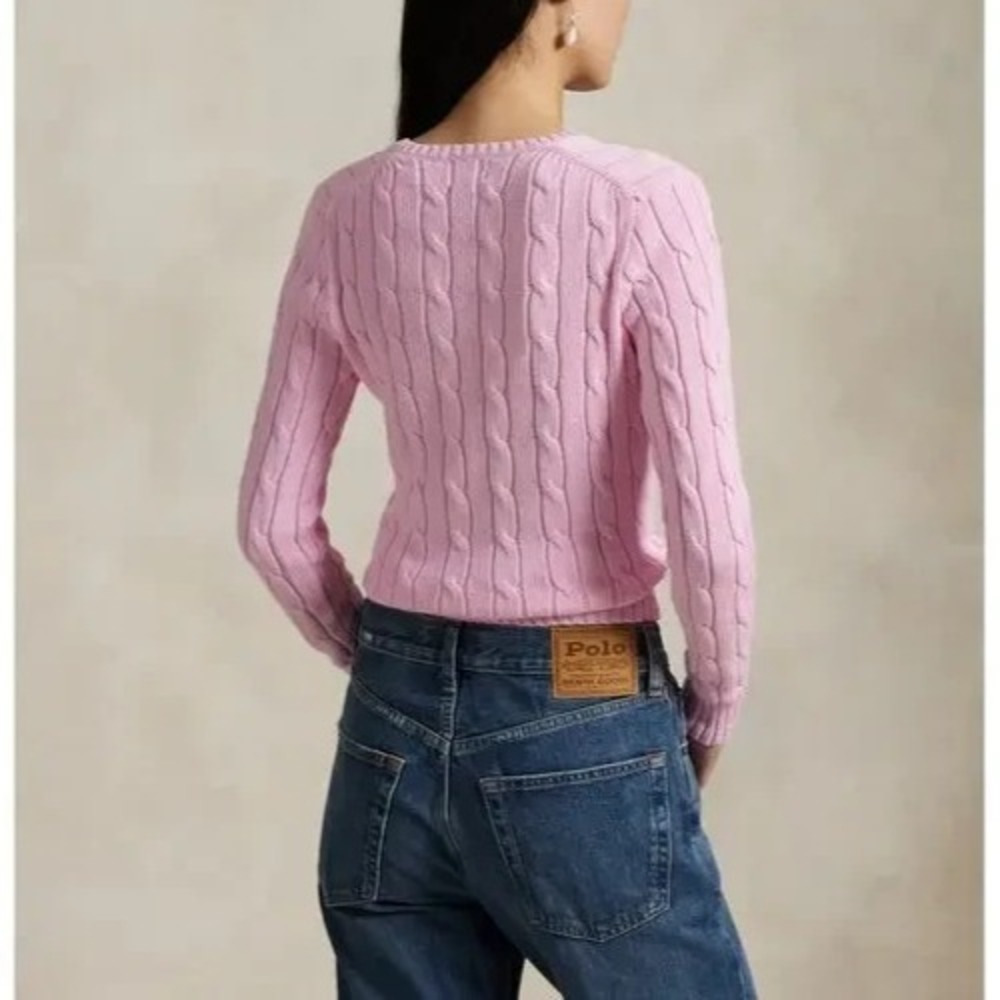 Polo Ralph Lauren V Neck Sweater Cotton Women's Small Pink NWT - Picture 4 of 9